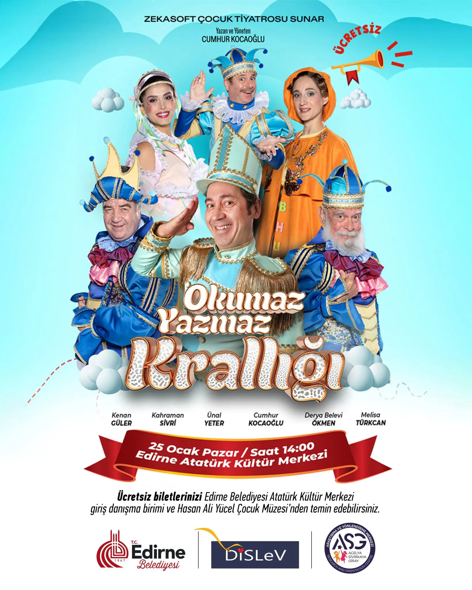 EDİRNE’DE ÜCRETSİZ ÇOCUK TİYATROSU: "OKUMAZ YAZMAZ KRALLIĞI" SAHNEDE!